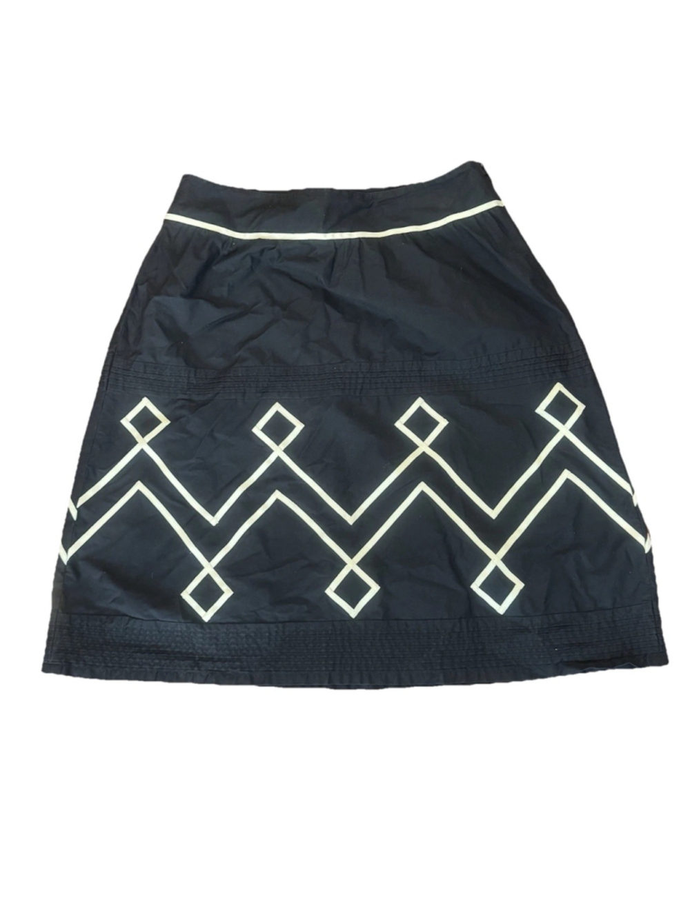 Ann Taylor Loft Women Box Skirt Size:8P Cotton Black White Rim
